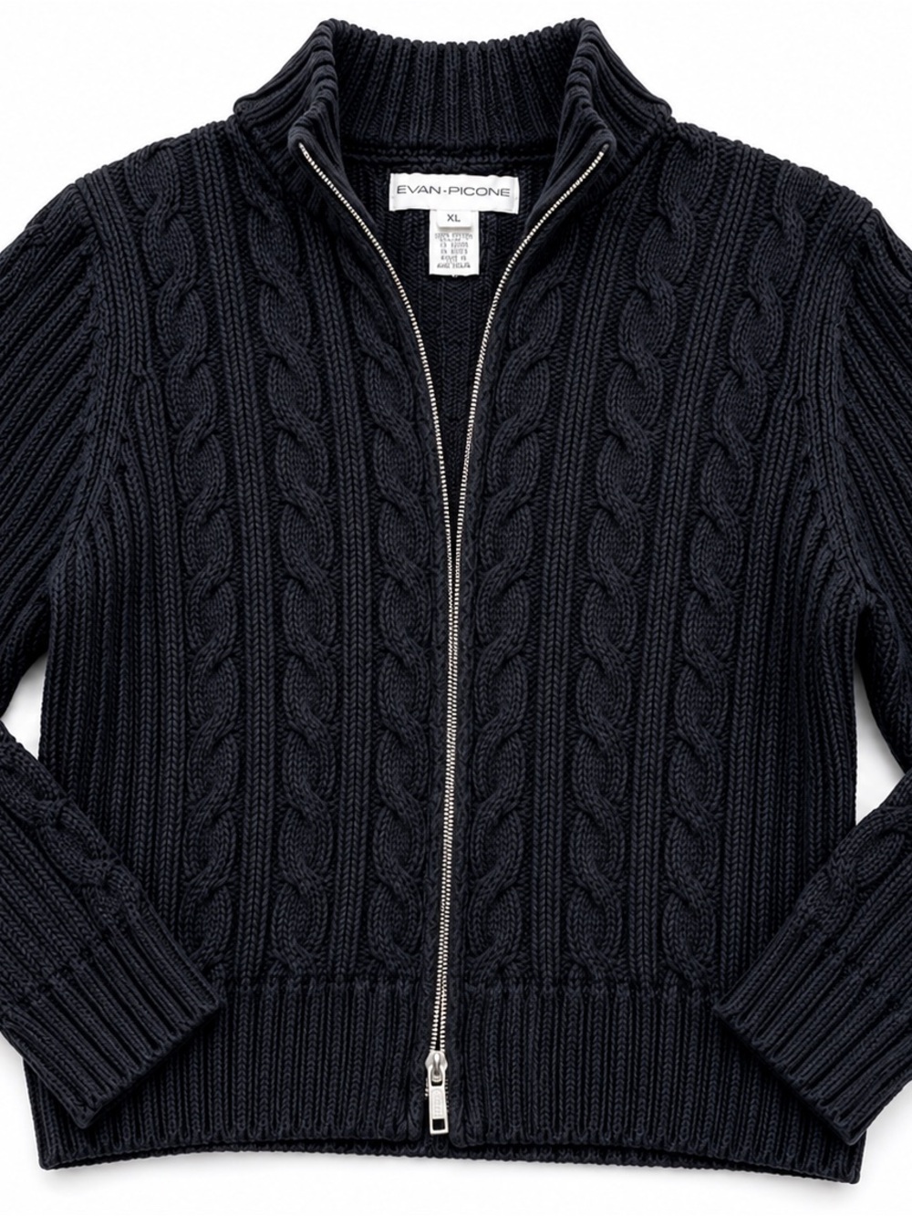 Evan Picone Vintage Dark Navy Ribbed Knit Sweater Ladies XL